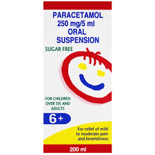 Paracetamol Suspension dosage - 250 MG