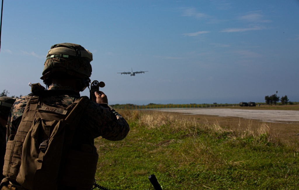 Solder training exercises during aircraft landing