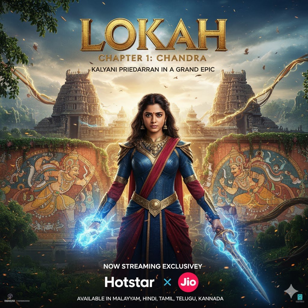 Lokah Chapter 1, JioHotstar, Hotstar, Hotstar Jio, Jio Hotstar, Lokah Chapter 1 movie, Kalyani Priyadarshan Lokah, Lokah streaming, Lokah OTT release, Lokah Chapter 1 release date Hotstar, Lokah Chapter 1 streaming platform, Kalyani Priyadarshan new movie, Malayalam movie JioHotstar, Highest-grossing Malayalam film, Lokah Chapter 1 cast,Lokah Chapter 1 plot summary, Indian superhero movie Hotstar, Fantasy movie JioHotstar, Folklore based movie, Wayfarer Films Lokah, Tovino Thomas Lokah Chapter 2, Watch Lokah Chapter 1 online, Lokah Chapter 1 Hindi, Lokah Chapter 1 Tamil, Lokah Chapter 1 Telugu, Lokah Chapter 1 Kannada, Lokah Chapter 1 review Hotstar Kalyani Priyadarshan, Dulquer Salmaan (as producer), Naslen K. Gafoor (supporting actor), Tovino Thomas (Lokah Chapter 2 related), Disney+ Hotstar (as the technical platform)