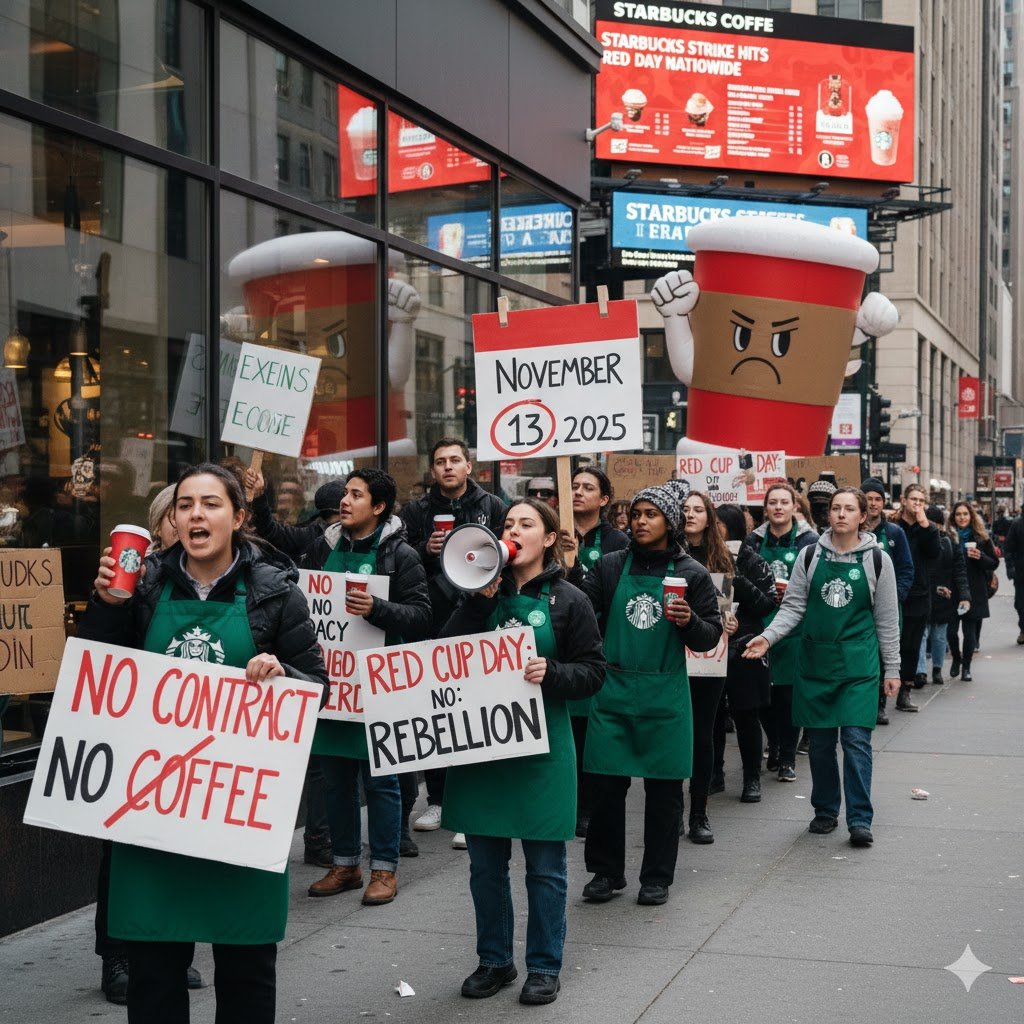 starbucks strike, what is red cup day at starbucks, red cup starbucks, when is red cup day at starbucks, starbucks menu